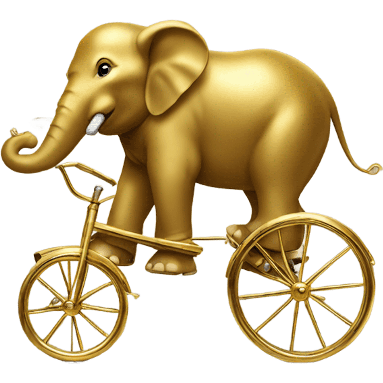 Gold elephant riding a tricycle  emoji