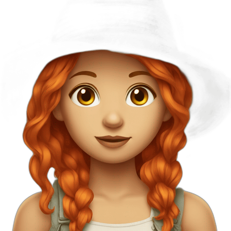 Red haired girl with straw hat emoji