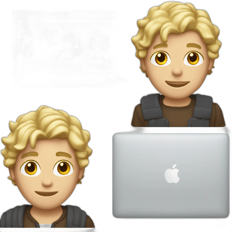 blonde male with macbook, slightly curly hair and light facial hair and undercut haircut emoji