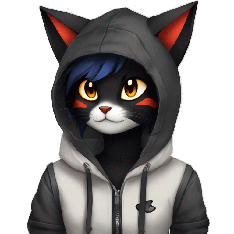 Edgy Shy Anthro boyish cool pretty dark black Litten-Pokémon-cat-fursona techwear emoji