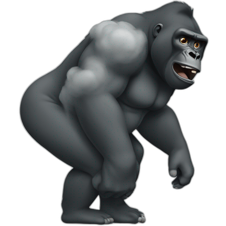 Gorilla body farting with cloud behind him emoji