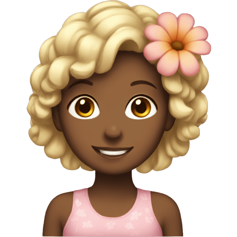 girl with flower in hair smiling emoji