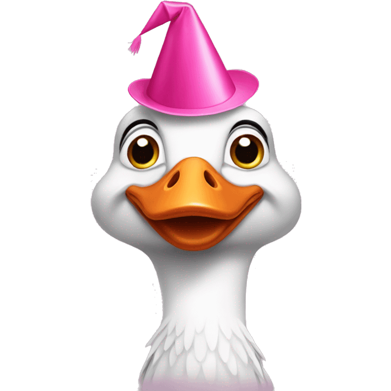 Goose wearing pink party hat  emoji