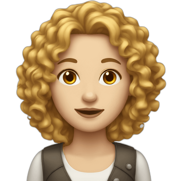 white woman with long curly hair emoji