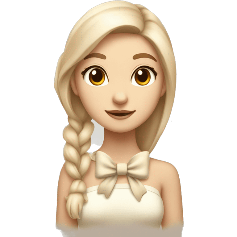 beautiful light beige and white fawn with bow around neck fullbody emoji