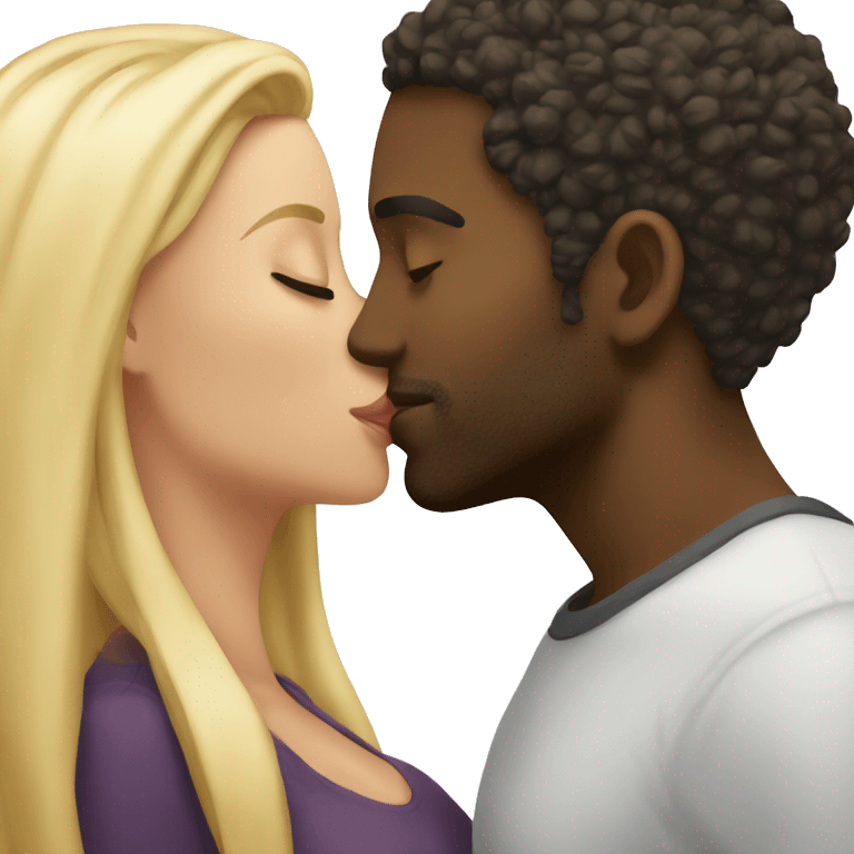 Black man kissing blonde woman emoji