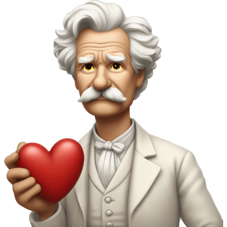 Mark Twain holds a heart in his hand emoji