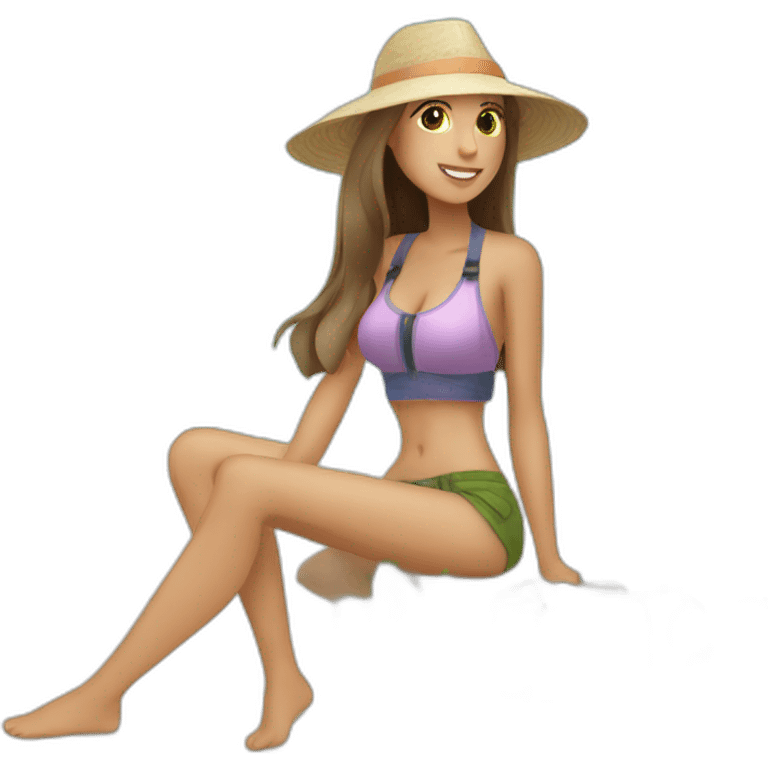 Girl tourist at the beach emoji