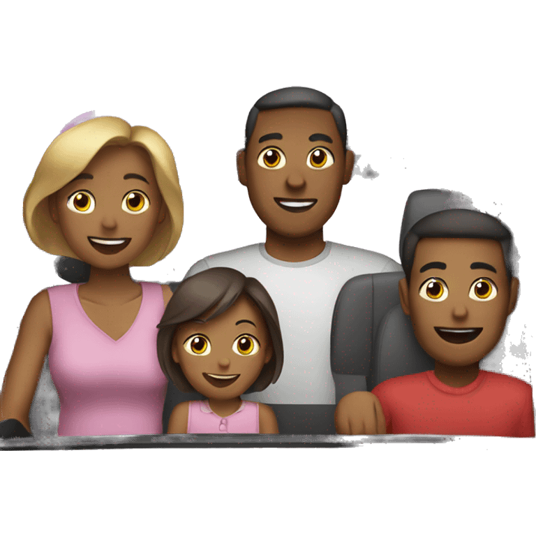 Family in a car for holiday emoji