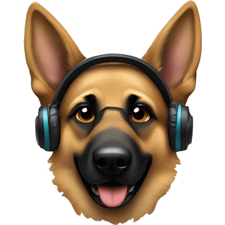 German Shepard with gaming headset emoji