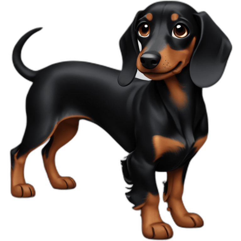 Smiley black dachshund fullbody emoji