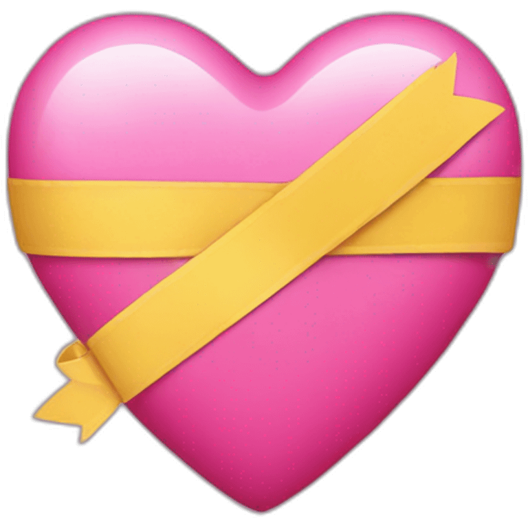 Pink heart with a yellow bow with a band-aid emoji