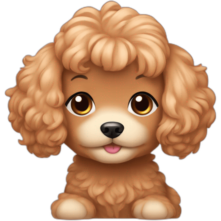 asian girl black hair with apricot color maltipoo emoji