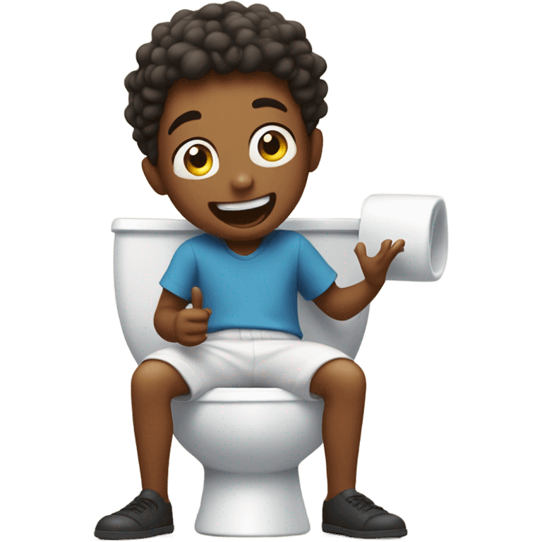 Boy singing a song on toilet emoji