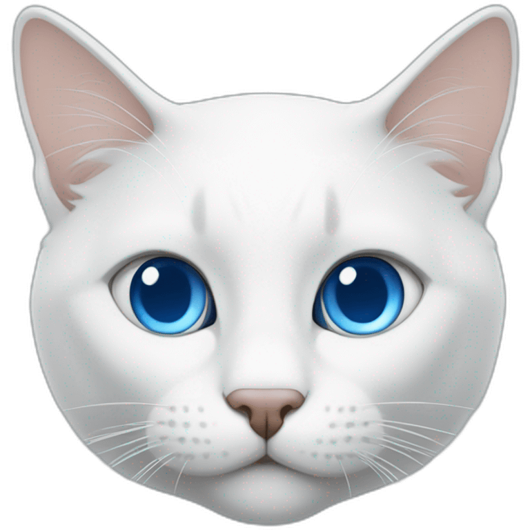 un gato blanco, ojos azules emoji