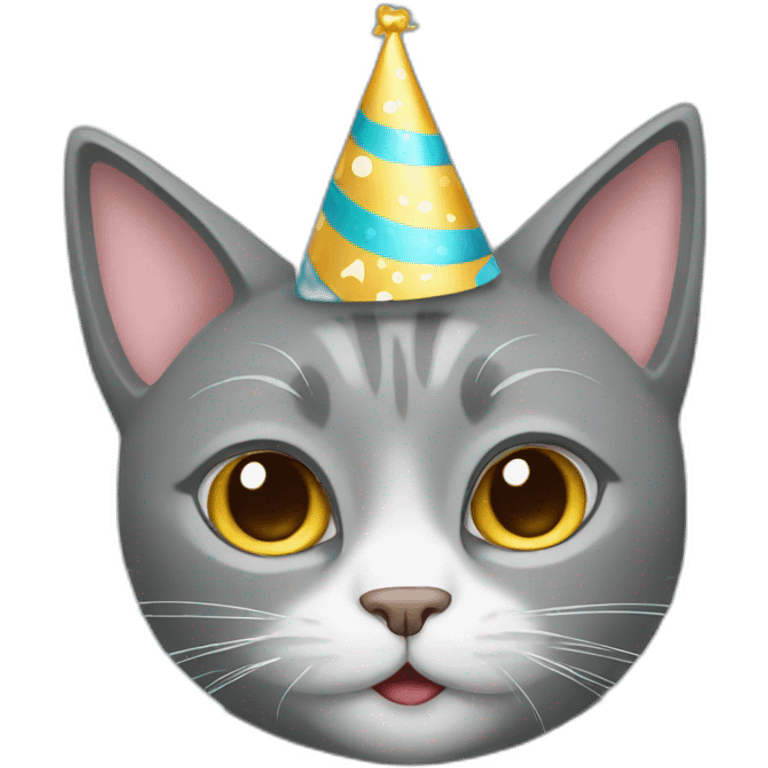 Birthday gray cat emoji