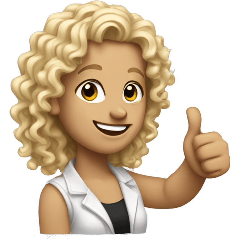 Me (with curly blonde, hair) giving a thumbs up emoji