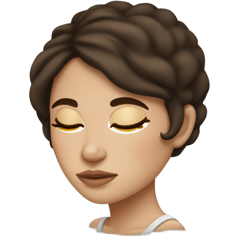 Brunette girl  sleeping with freackles on her face emoji