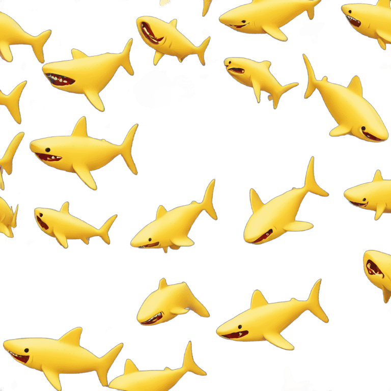 Yellow sharks with hibiscus flowers around it emoji