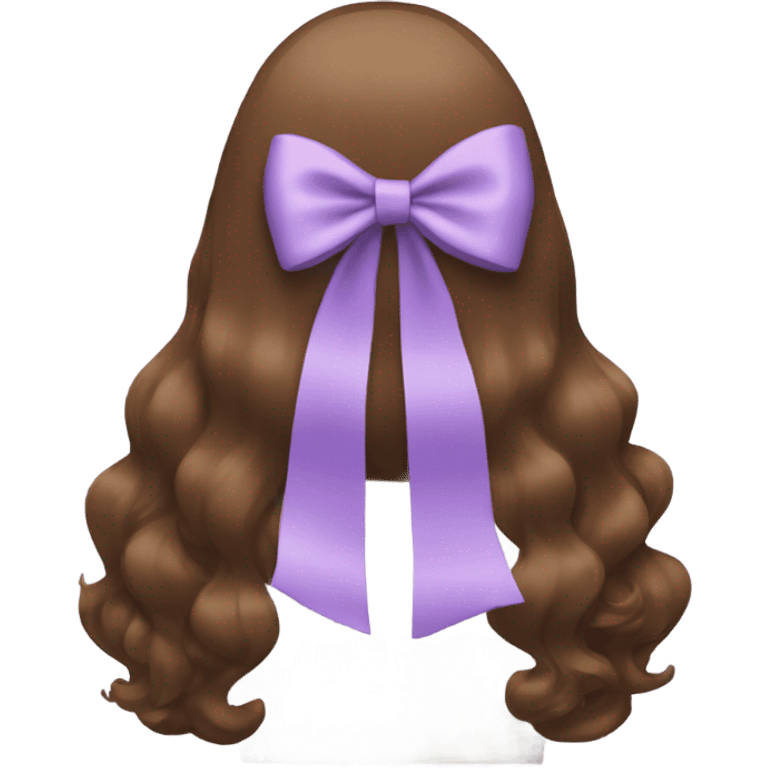 brown open hair from behind with a light purple bow emoji