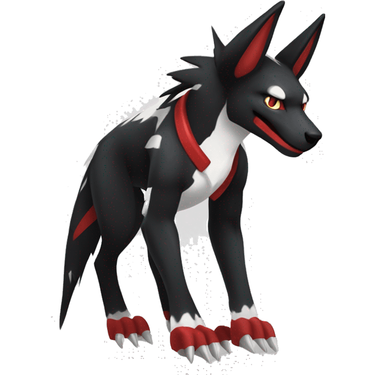 Black Cool Edgy Sergal-Houndoom-Fakémon  with White and Red Edgy markings emoji