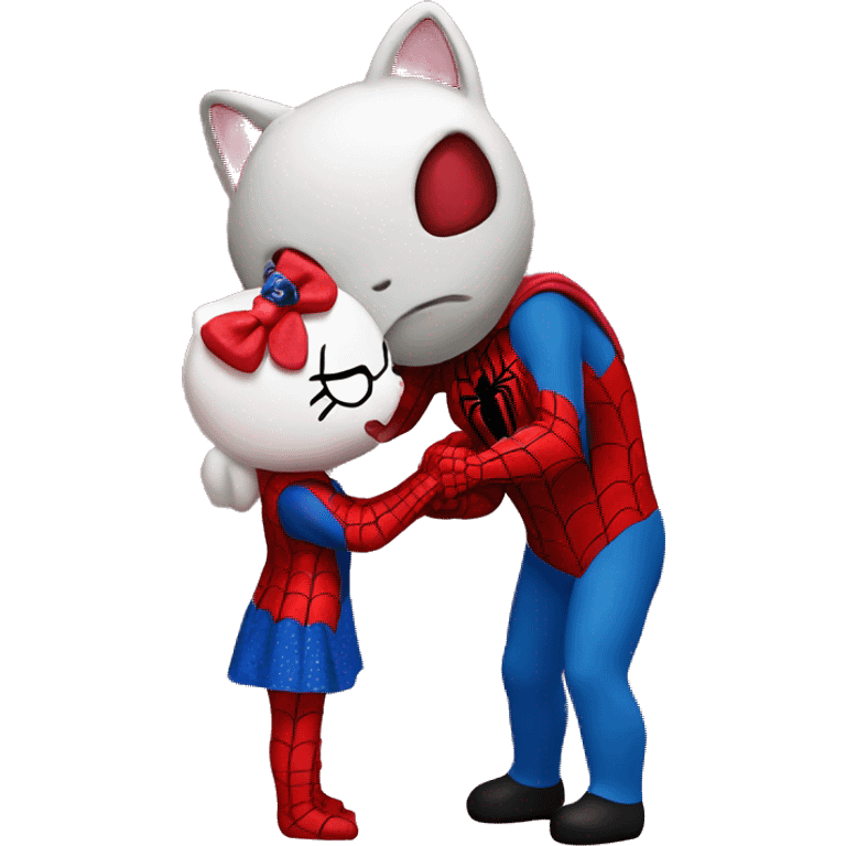 Spiderman kissing hello kitty emoji