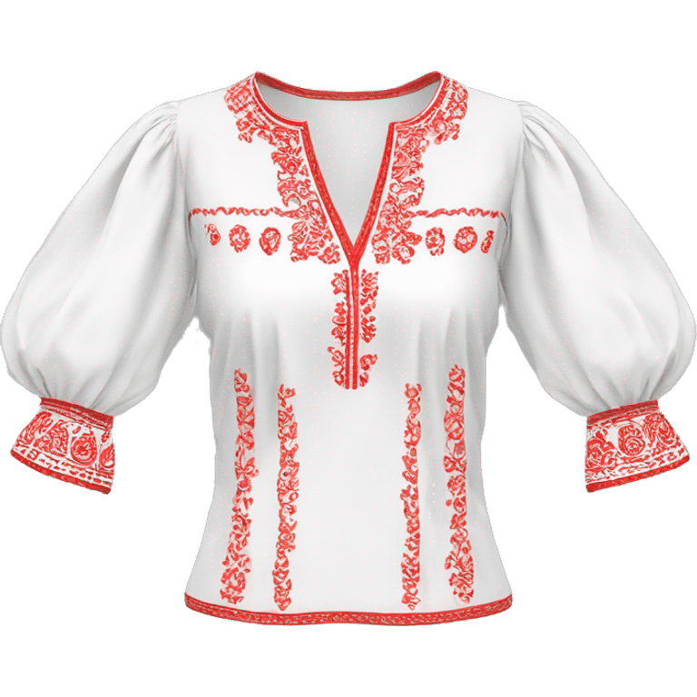 Blouse 👚 vyshyvanka, white with red embodiary on sleeves emoji