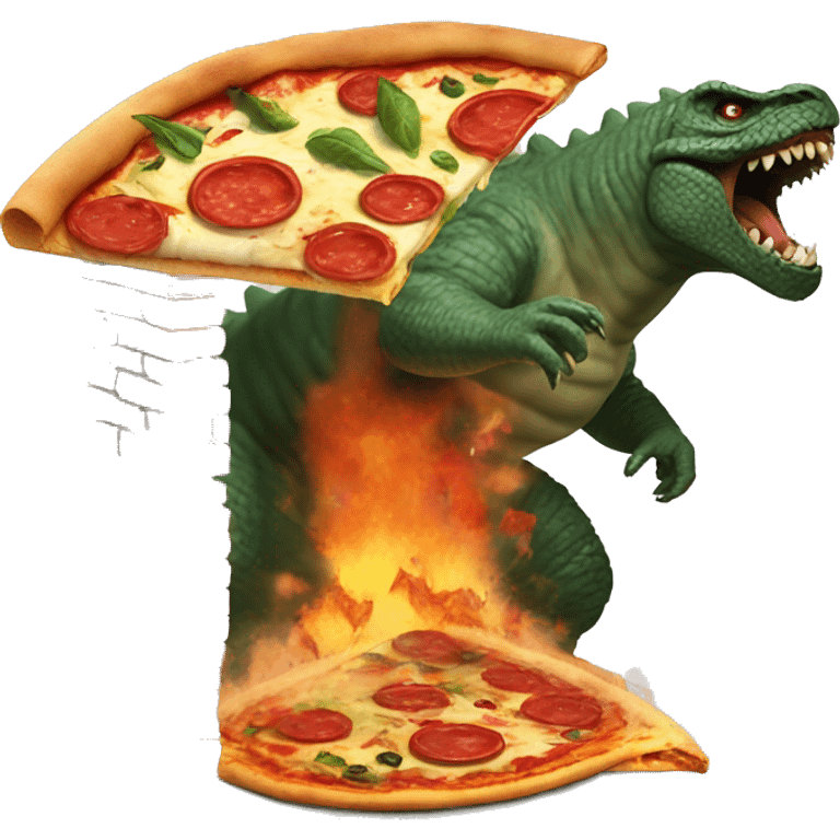 italian pizza godzilla crushing house emoji