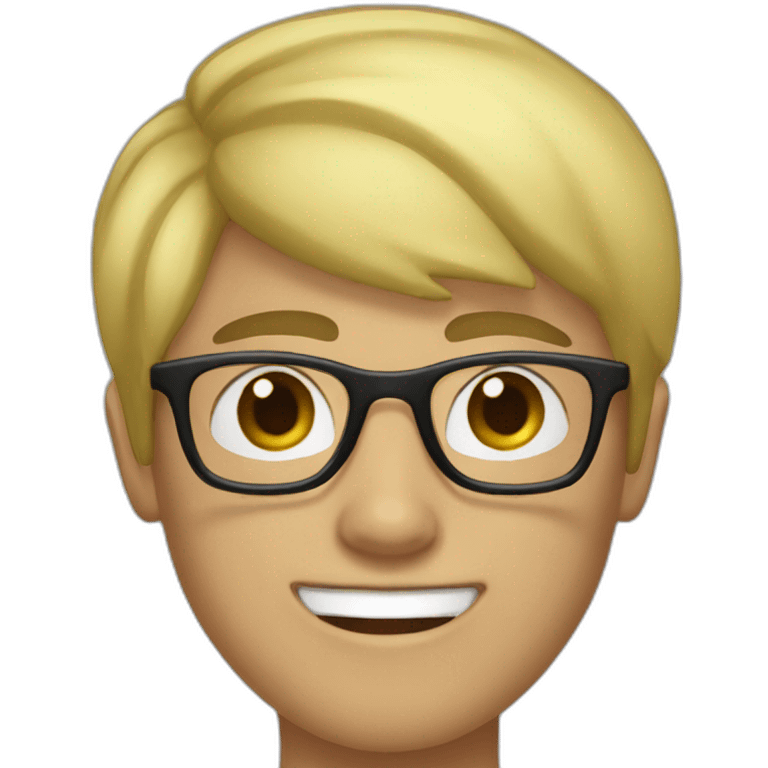 a 17 years old boy with short blonde hair and rectangle glasses  emoji