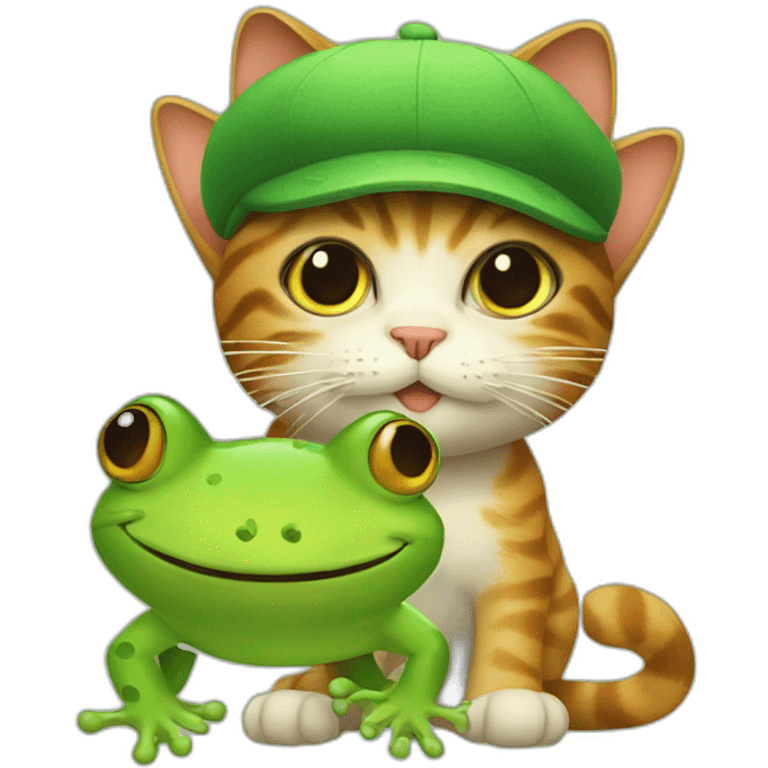 a cat with a frog hat emoji