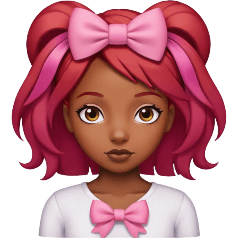 black girl with red hair and pink bow  emoji