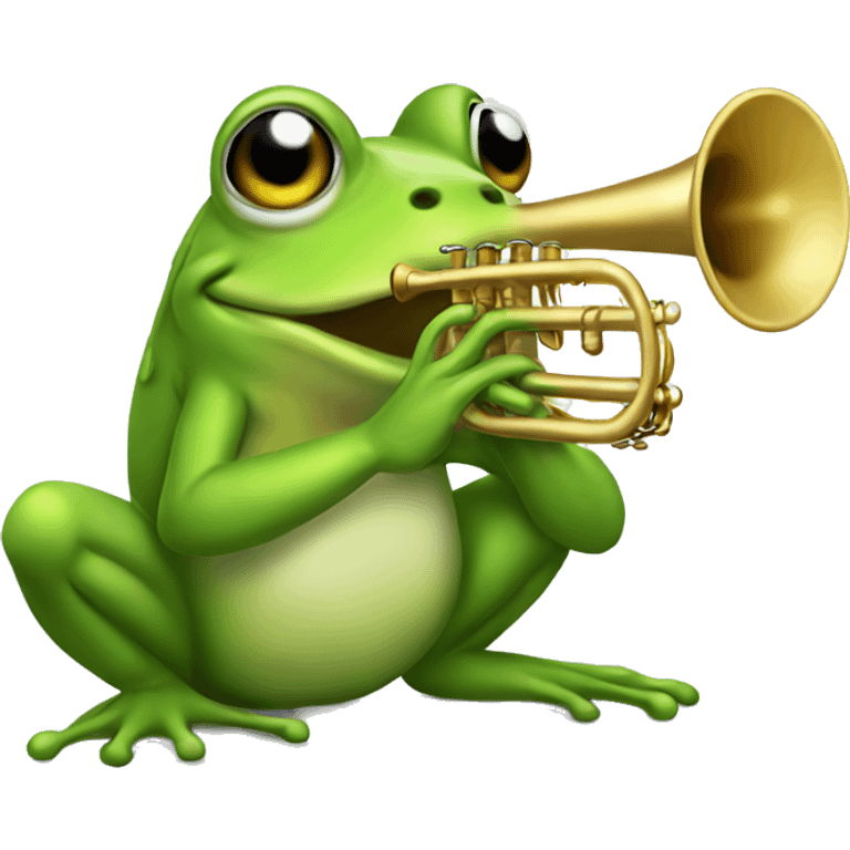 A frog playing a trumpet  emoji