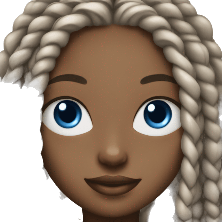 Black girl with box braids and blue eyes emoji