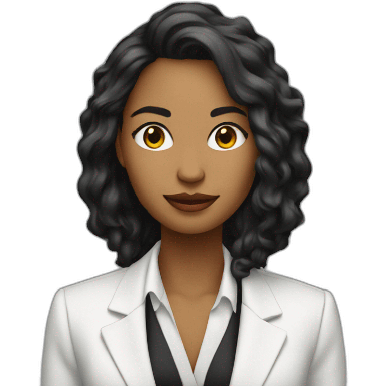 Mujer blanca pelo negro largo emprendedora con blazer emoji