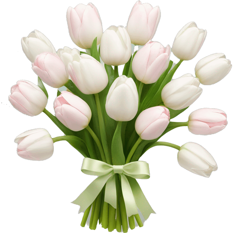 White tulips bouquet with light pink bow  emoji