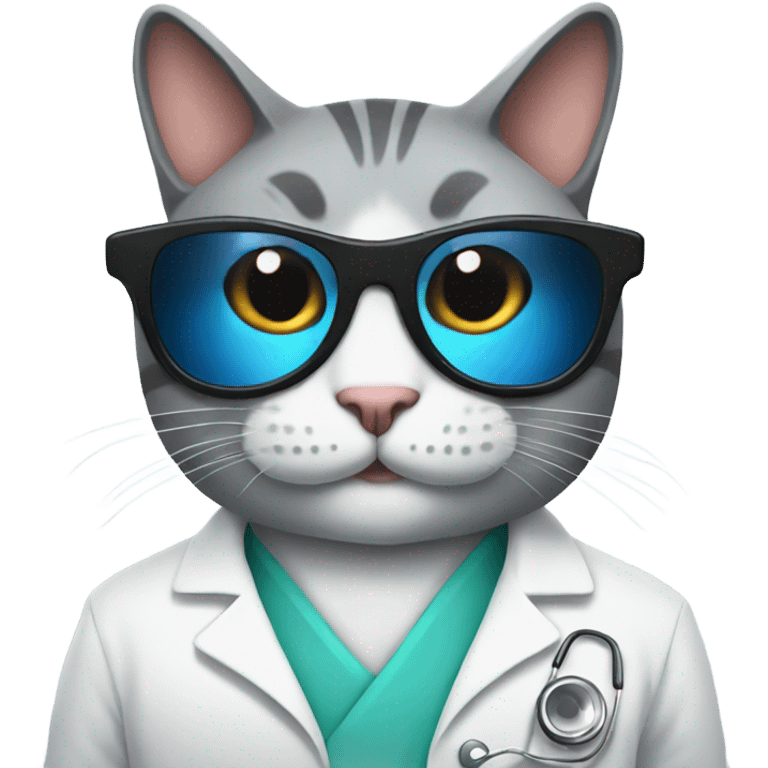 happy doctor cat wearing black sunglasses emoji