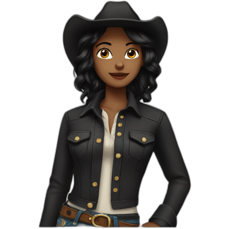 cowgirl straight black hair emoji