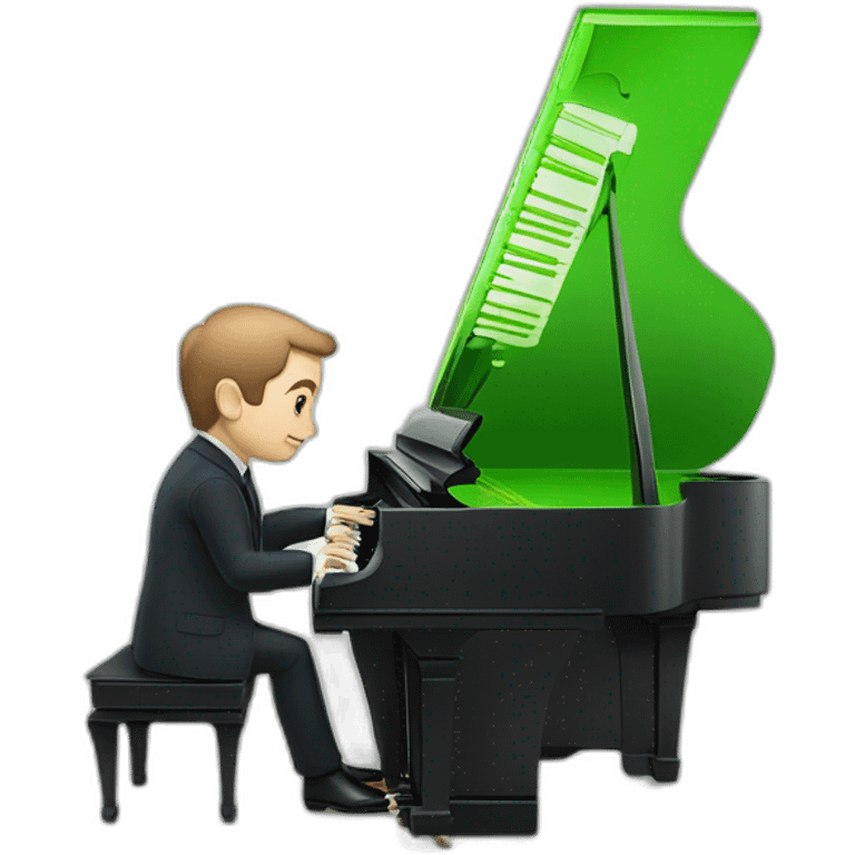 macron qui joue du piano avec de l'eau de chaton vert emoji