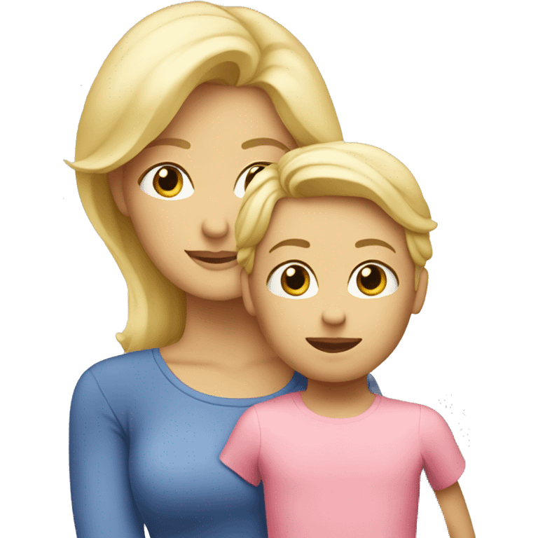 blond mother with one blond child emoji