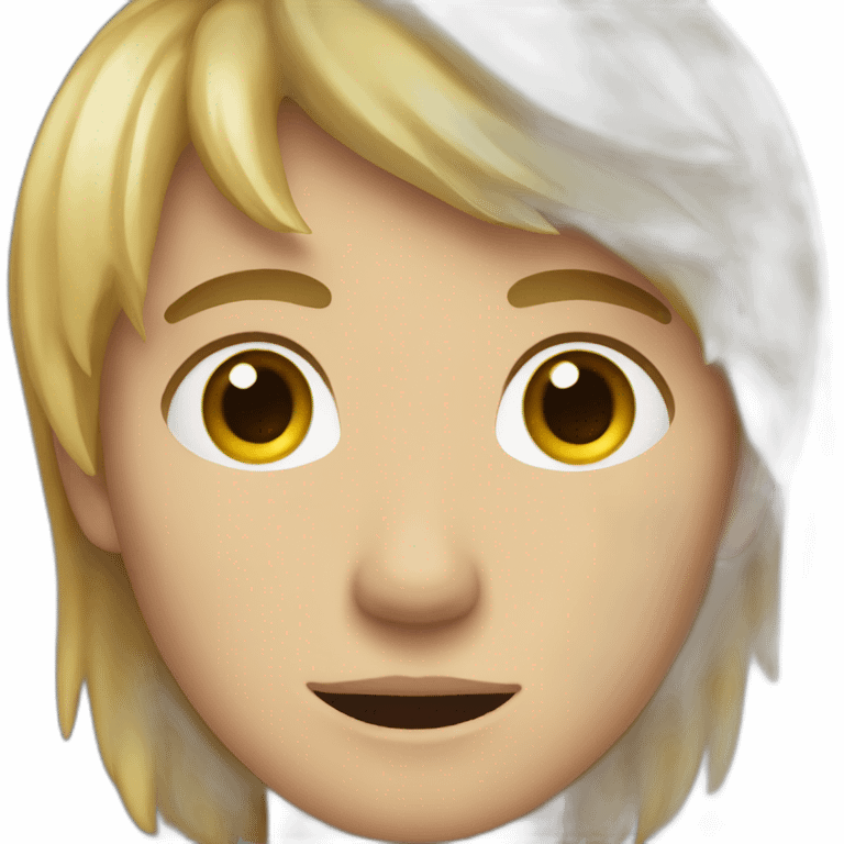 boy with dirty blonde hair is sad but also has a hint of desire and wanting to be kind emoji