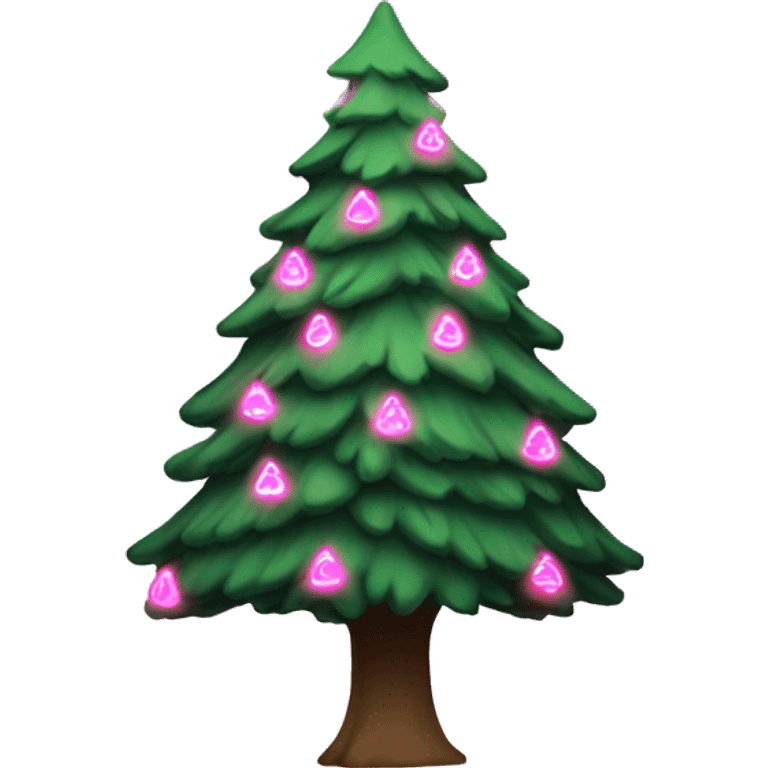 Green New year tree with pink lights emoji