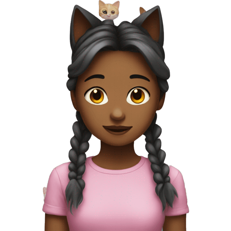 A girl whit a cat emoji