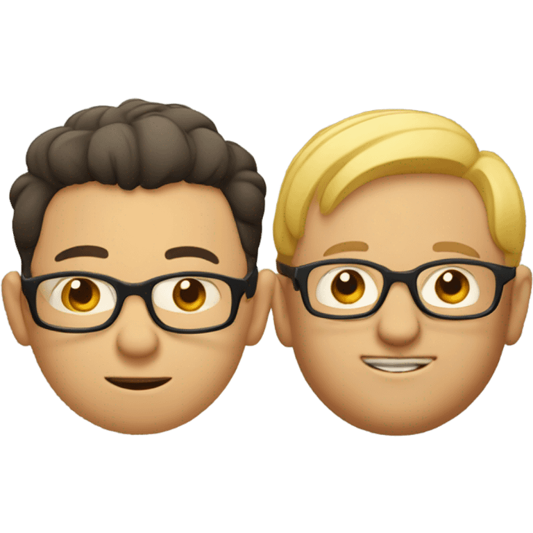 Little man with glasses, being smooshed by a big man in glasses emoji