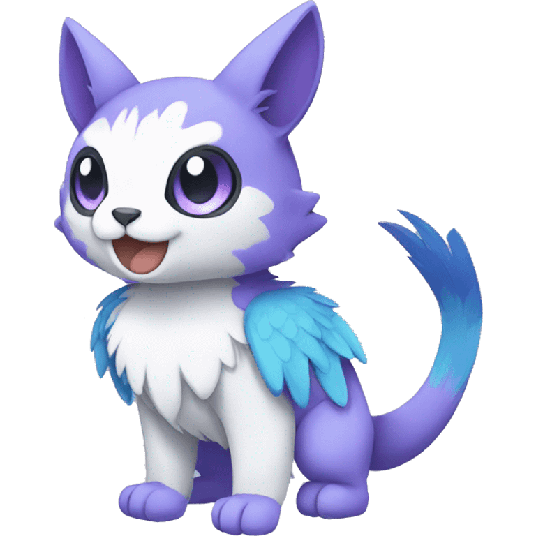 Cute cool purple white blue animal hybrid Fakemon full body emoji