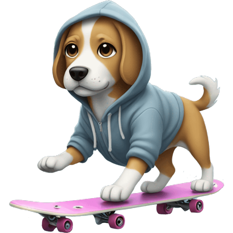 Dog wearing hoodie skating on water emoji