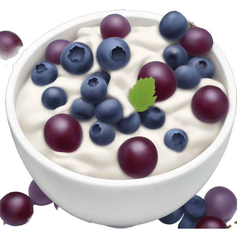 yoghurt bowl with grapes and blueberries emoji