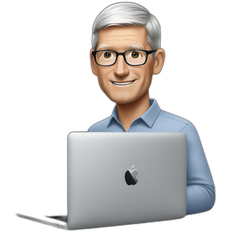 tim cook with a macbook pro emoji