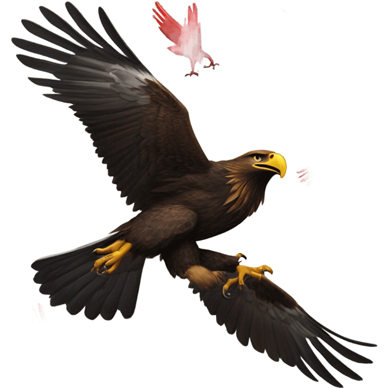 Golden eagle fighting a red cardinal emoji