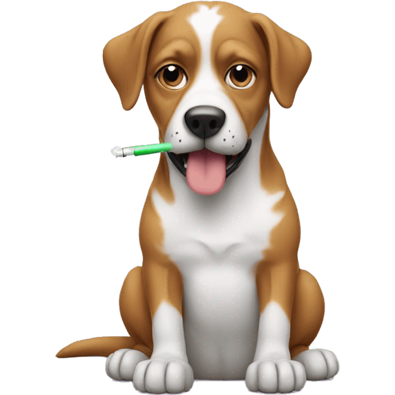 Dog having a vape emoji