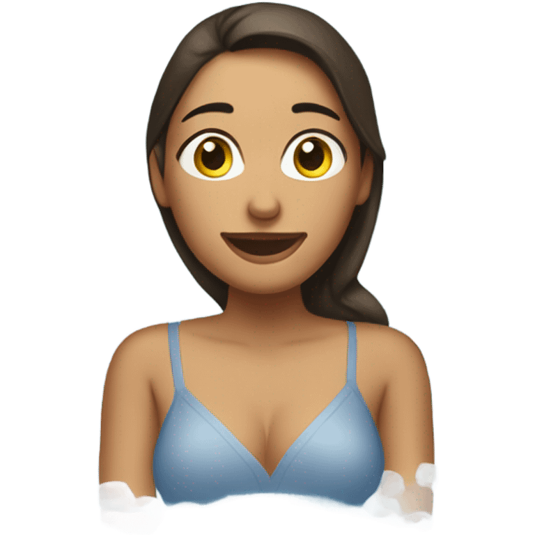 Brunette woman in an ice bath emoji